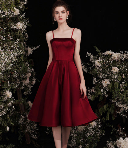 Cute burgundy two pieces detachable prom dresses  10191