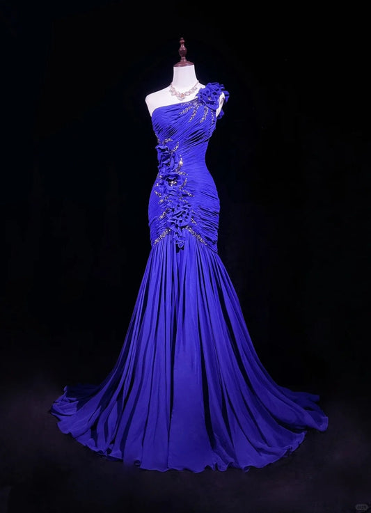 Purple Gorgeous Shiny Elegant Fashion Exquisite Beaded Floral Long Tulle Floor Length Mermaid Ball Gown Evening Gown Prom Dress Party Dress gh3857