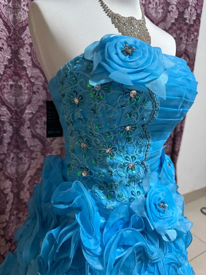 Green/Blue Beaded Princess Tulle Short Homecoming Ball Gown gh4642