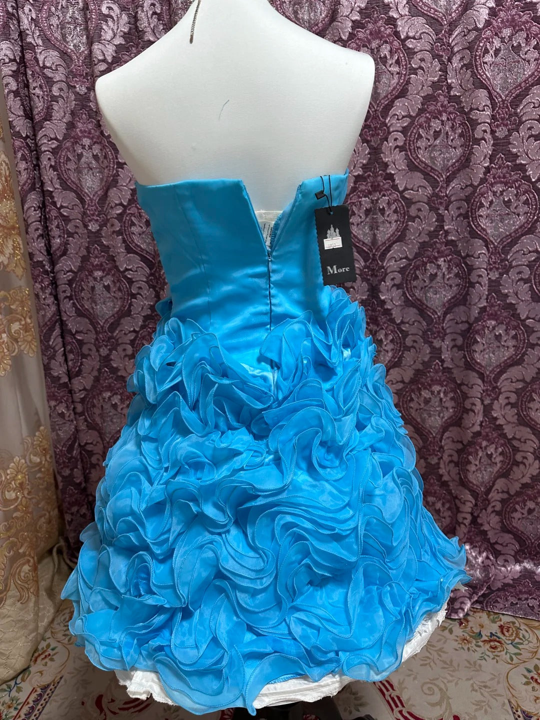 Green/Blue Beaded Princess Tulle Short Homecoming Ball Gown gh4642