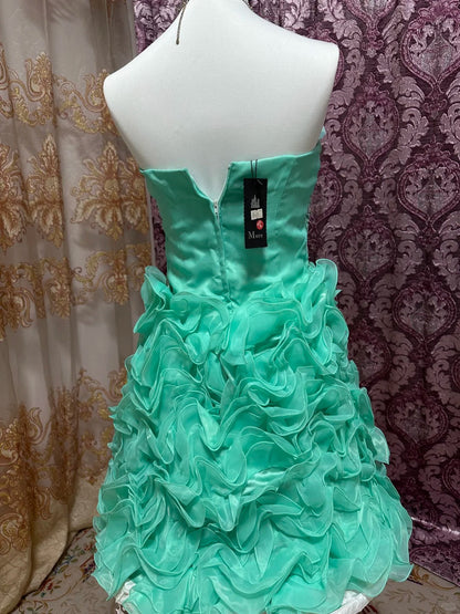 Green/Blue Beaded Princess Tulle Short Homecoming Ball Gown gh4642