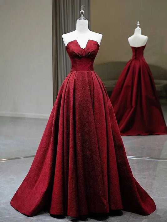 Beautiful Charming Red Fashion Simple Elegant Long Satin Floor Length Ball Gown Evening Gown Prom Dress gh3725