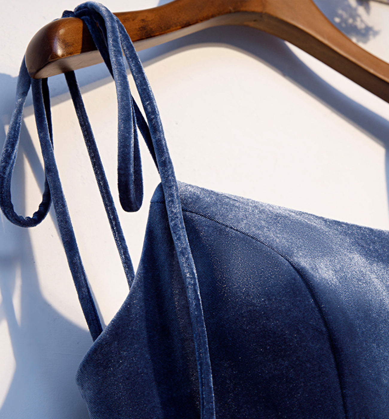 Blue velvet tulle long prom dress blue evening dress  8585