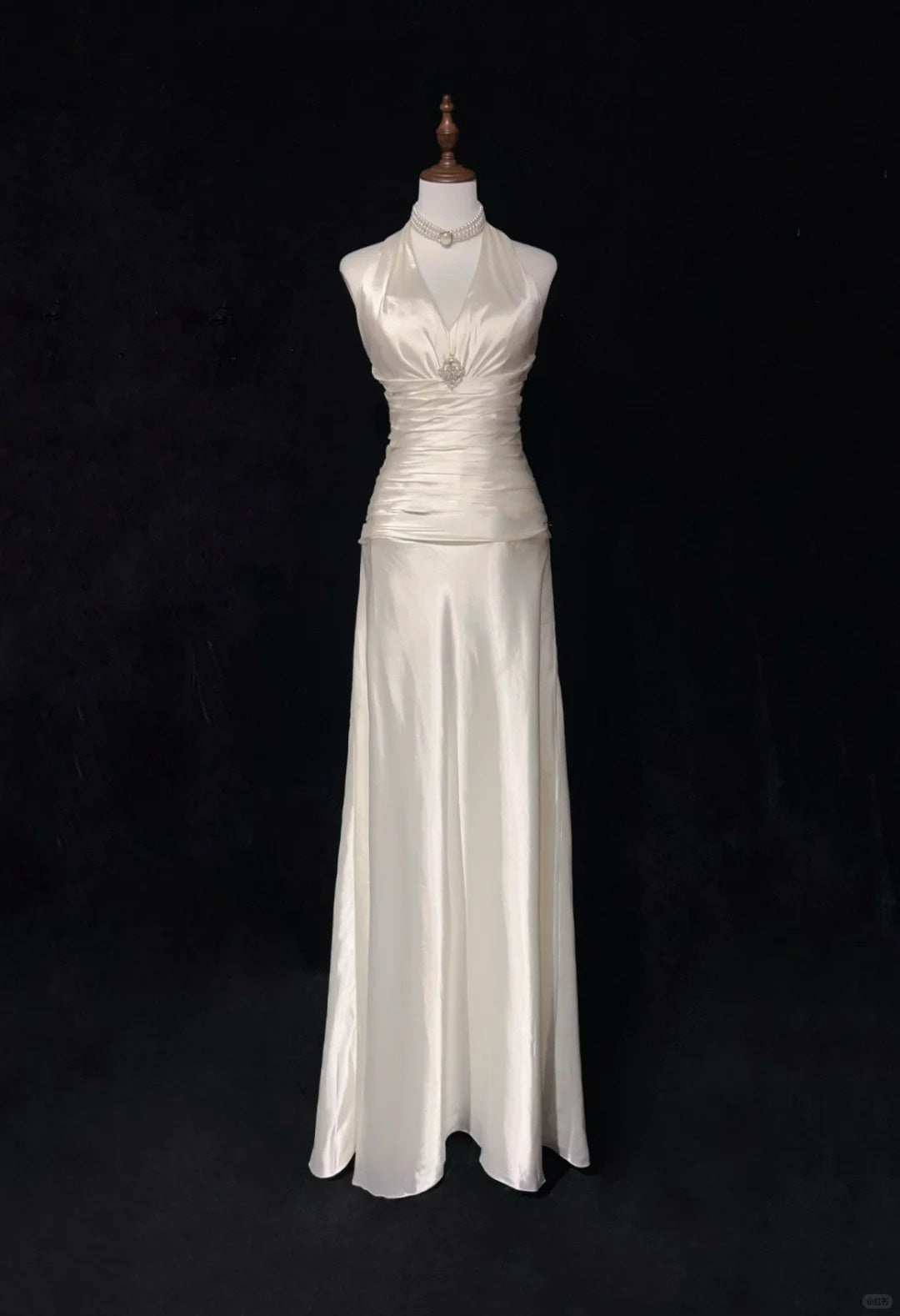 Ivory White Vintage Long Satin Elegant Ball Gown Evening Dress Graduation Dress Wedding Dress gh4490