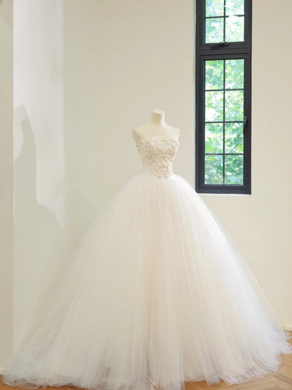 White Fashion Long Tulle Prom Dress Evening Gown Wedding Dress gh5059