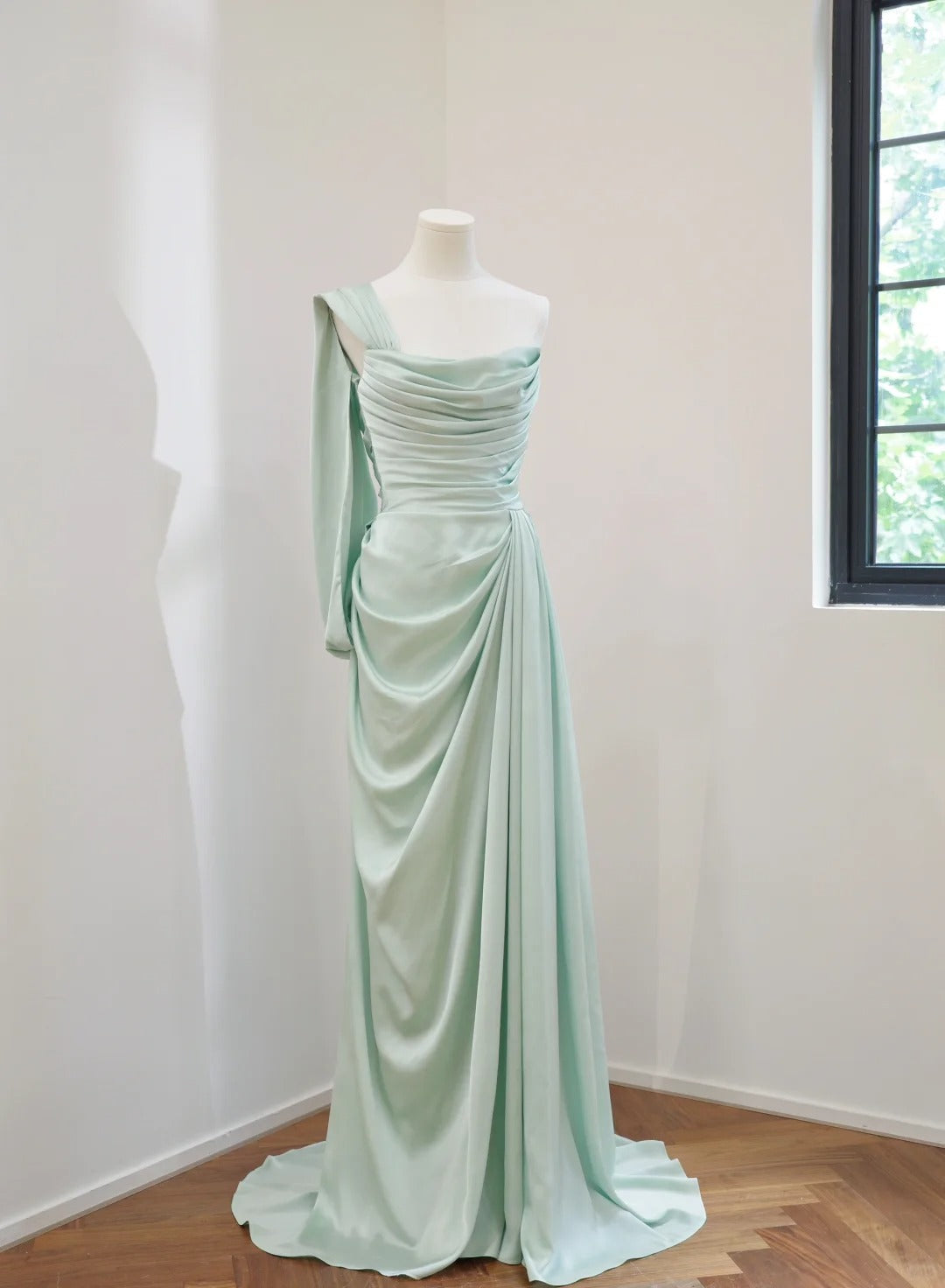 Mint Green Simple Fashion Long Satin Prom Dress Evening Dress Party Dress Bridesmaid Dresses gh5054