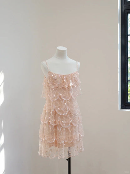 Pink gorgeous sequins shiny short homecoming dress Prom dress evening dress gh5067