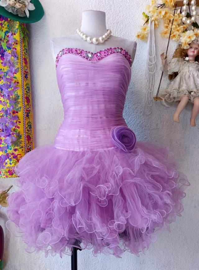 Vintage A Line Sweetheart Rhinestone Tulle Short Homecoming Dress Birthday Dress SH2087