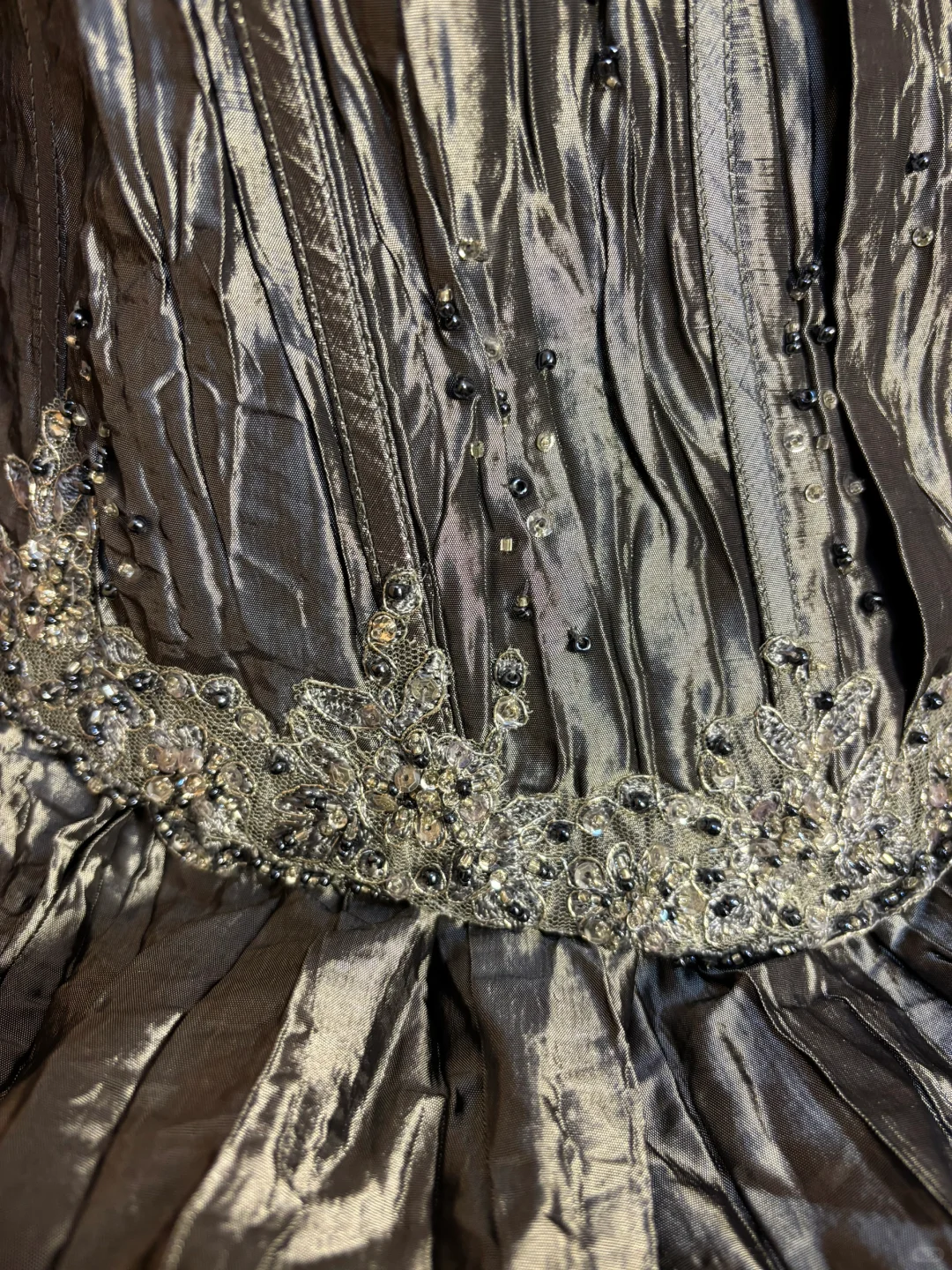 Vintage Grey A Line Sweetheart Neck Lace Satin Tulle Prom Dress Evening Dress Formal Dress SH3704