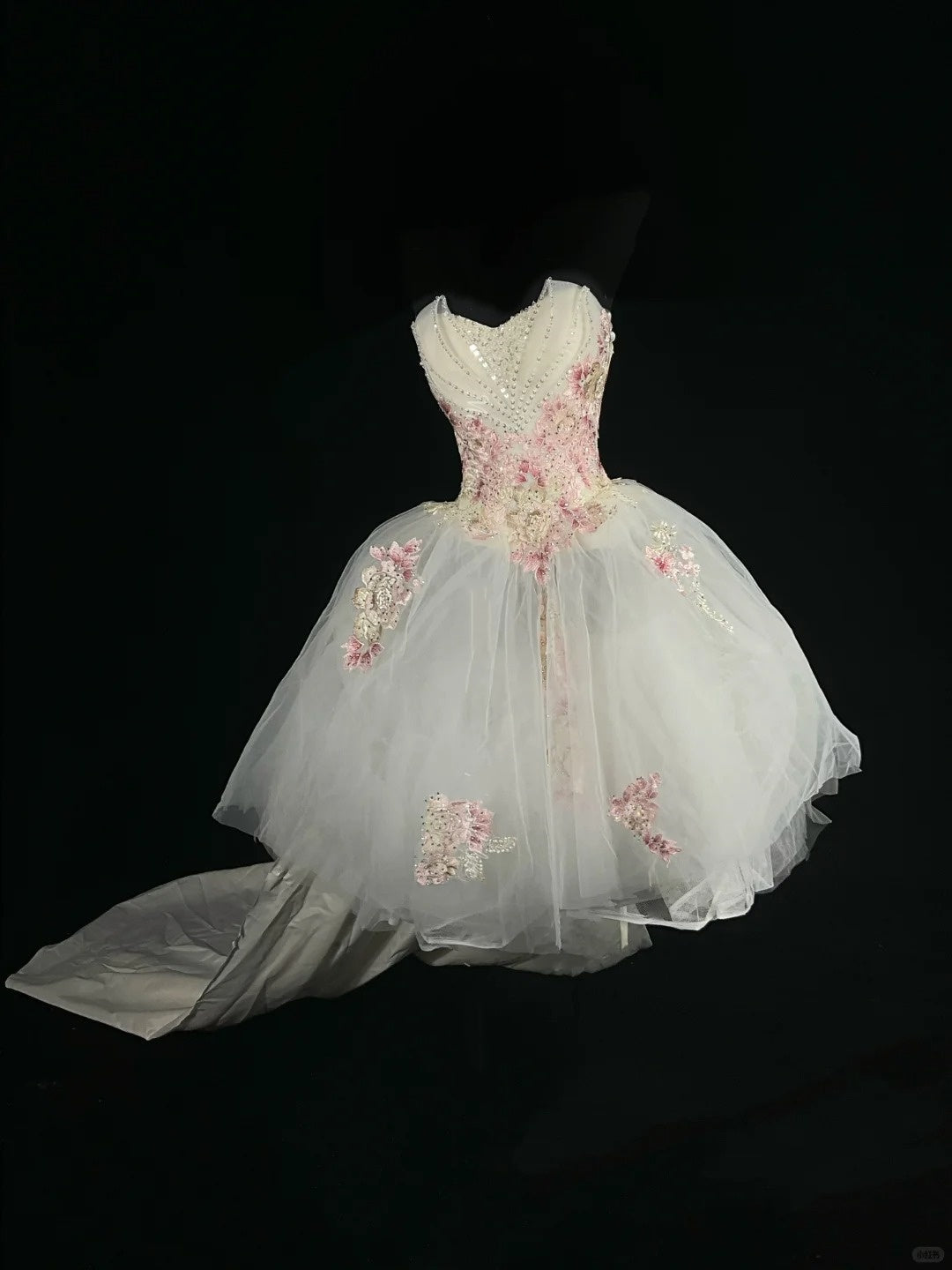 prom dress white pink floral beaded embroidery short/long pretty fairy long tulle prom dress evening dress party dress banquet dress wedding dress homecoming dress gh4720