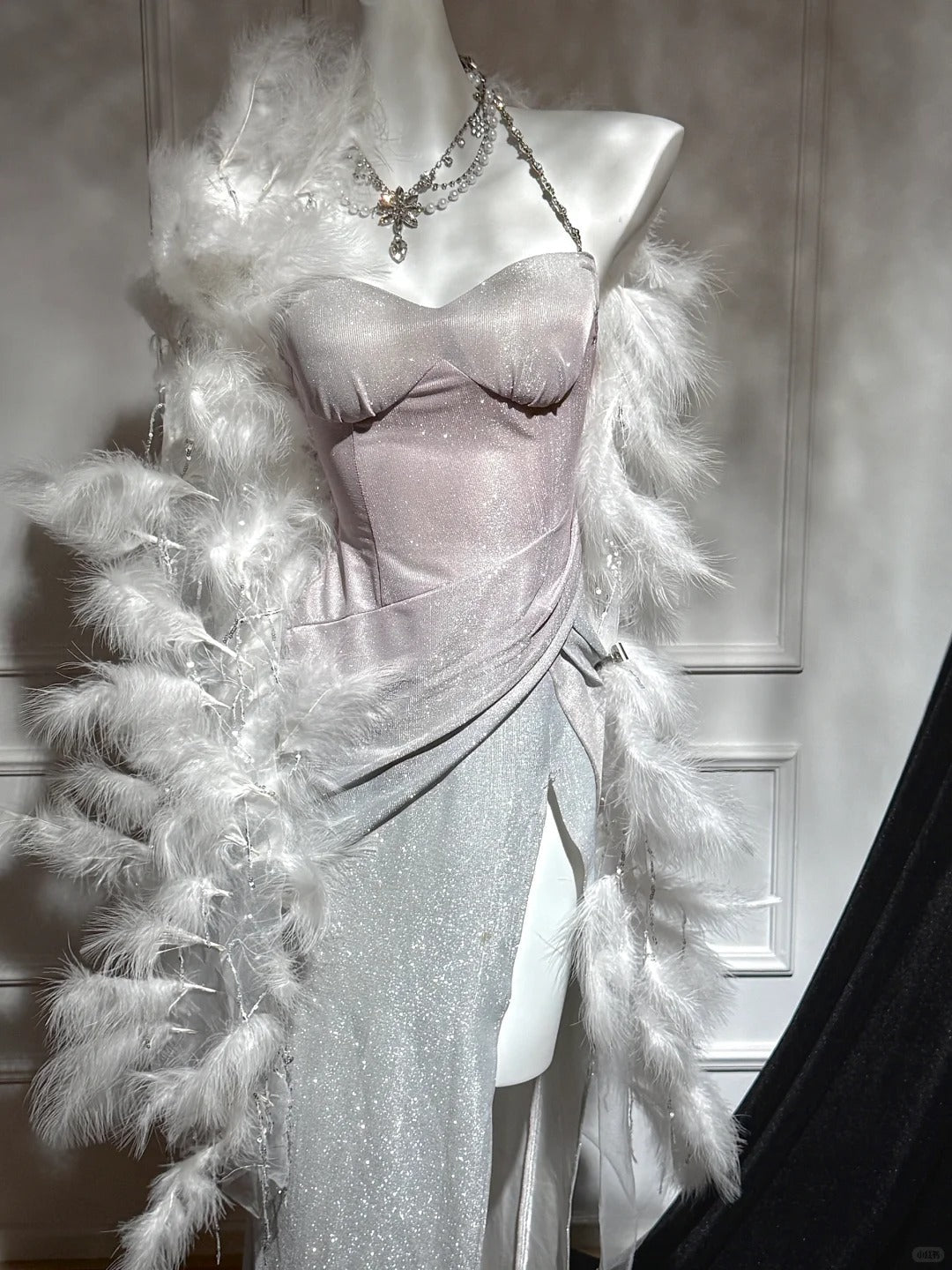 Pink silver shiny fashion modern gradient long satin elegant ball gown evening dress dinner dress gh4731