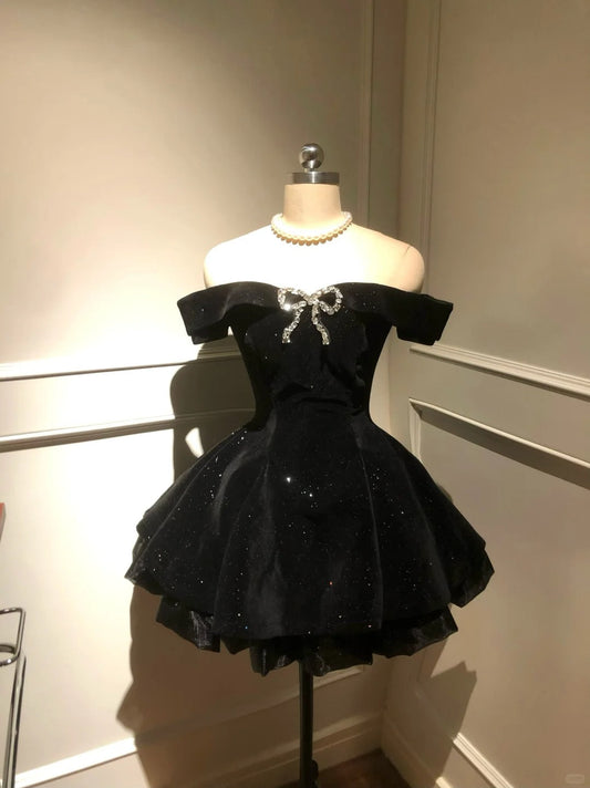 Black New Shiny Fashion Short Tulle Homecoming Dresses Birthday Party Dresses Cocktail Party Dresses Evening Dresses Prom Dresses Evening Dresses gh3967