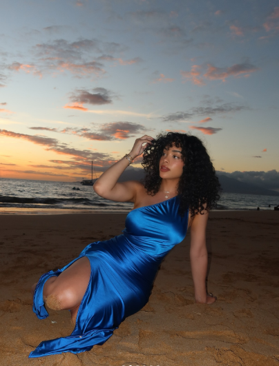 Pretty Sheath One Shoulder Blue Long Party Dresses Prom Dresses SD2468