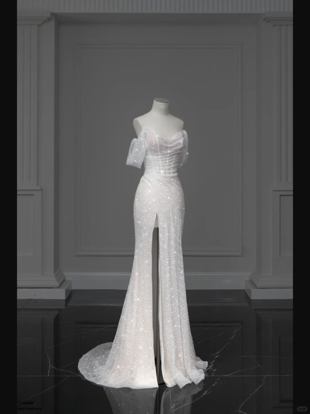 White Sparkling Elegant Mermaid Long Tulle Slimming Prom dress Evening Dress Party Dress gh4991