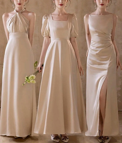 Champagne Elegant Fashion Long Satin Ball Gown Evening Dress Party Dress Bridesmaid Dresses Prom Dress Wedding Mother of the Year Dress gh3998