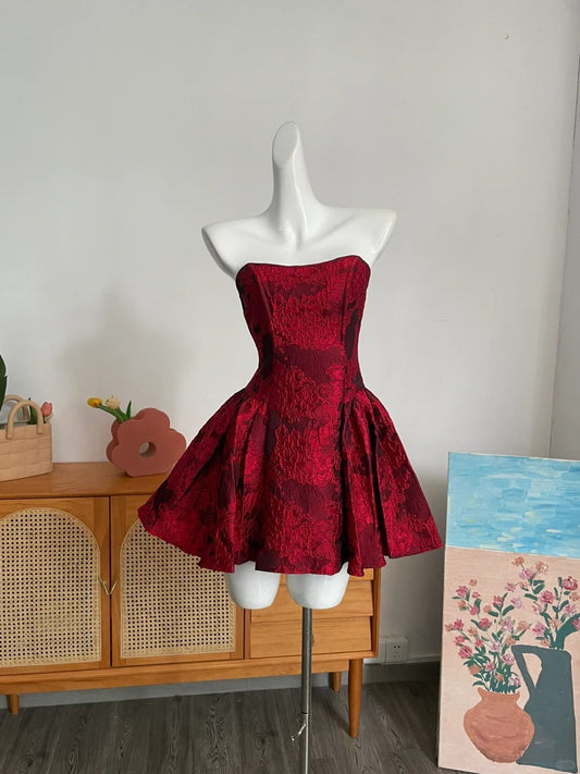 Black/Red/White Fashion Short Satin Princess Dress Homecoming Dress Birthday Party Dress Cocktail Party Dress Evening Dress Prom Dress Evening Dress gh3970