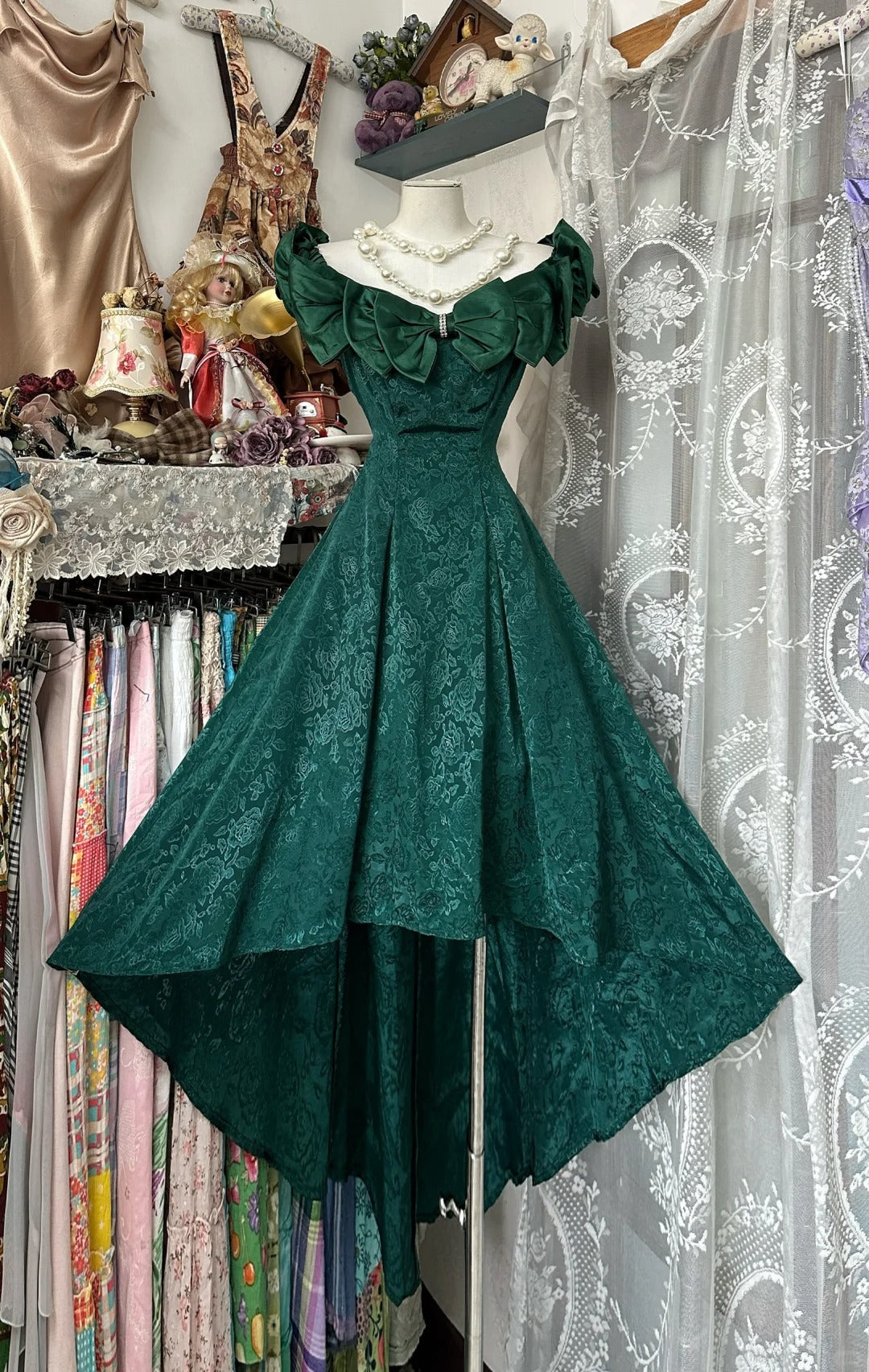 Green vintage fashion beautiful long prom dress evening gown gh4777