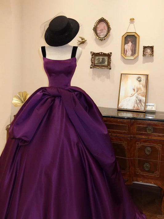 Purple Fashion Elegant Long Satin Ball Gown Evening Dress Prom Dress gh4239
