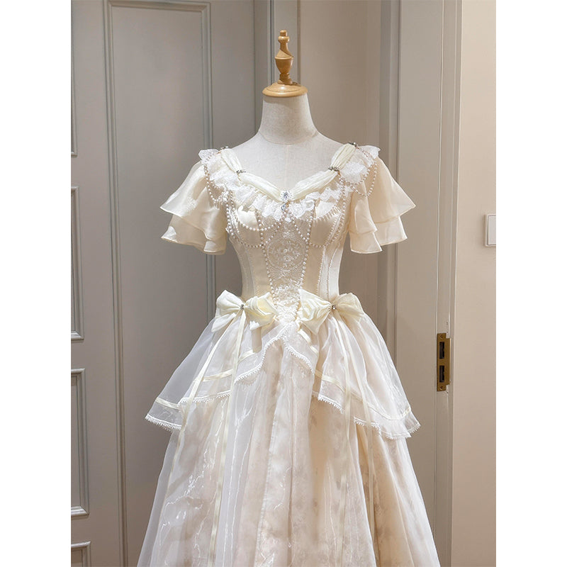 Vintage A line Sweetheart Ivory Summer 18th With Sleeves Birthday Dress Lolita Dress Birthday Outfits W1127