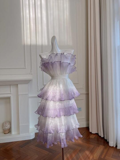 Purple Fairy Elegant Beautiful Homecoming Dress Short Chiffon Ball Gown Birthday Party Dress Evening Dress gh4411