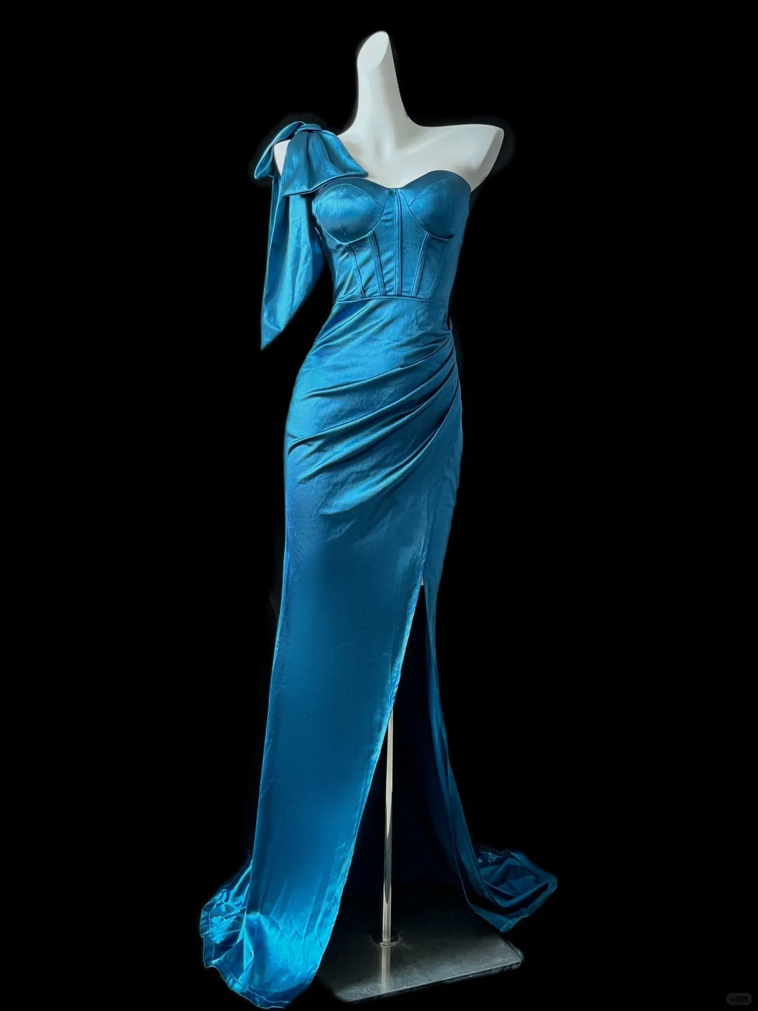 Green/blue/pink simple fashion elegant sweetheart neckline one shoulder long satin sexy slit floor-length ball gown evening dress prom dress gh4072