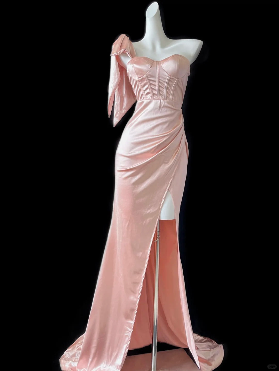 Green/blue/pink simple fashion elegant sweetheart neckline one shoulder long satin sexy slit floor-length ball gown evening dress prom dress gh4072