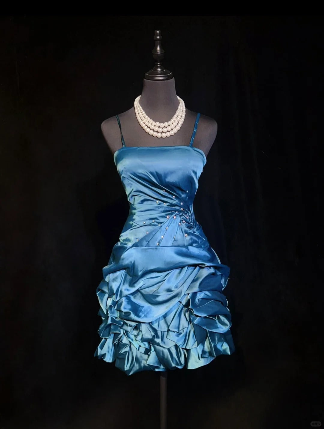 Blue Beaded Short Homecoming Dress Prom Dress Evening Dress gh4364