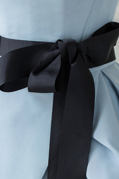 New blue high split prom dress long strapless backless  8642