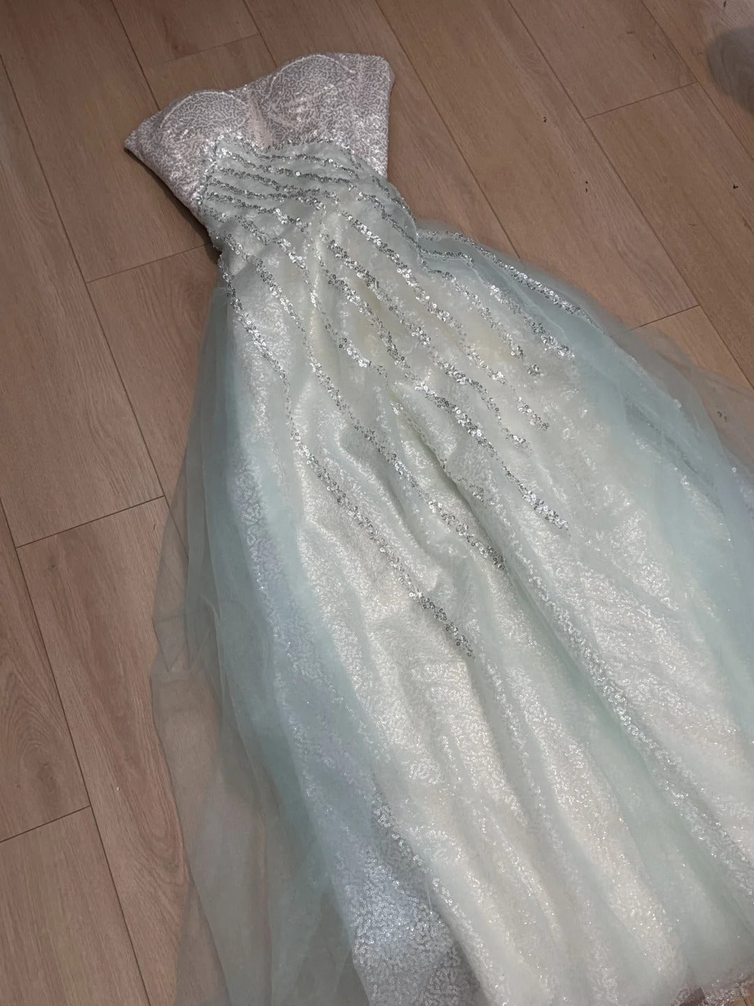 Beautiful Teal Sparkly Elegant Sophisticated Long Sequin Sparkling Tulle Ball Gown Evening Gown Prom Gown Graduation Gown gh3724