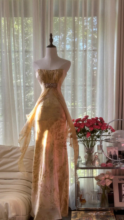 Light Color Elegant Fashion Long Chiffon Ball Gown Evening Dress Birthday/Holiday Party Dress Prom Dress gh4065