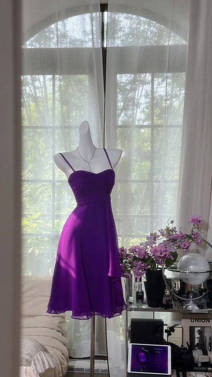 Purple Simple Fashion Short Chiffon Homecoming Dress Birthday Party Dress gh4989