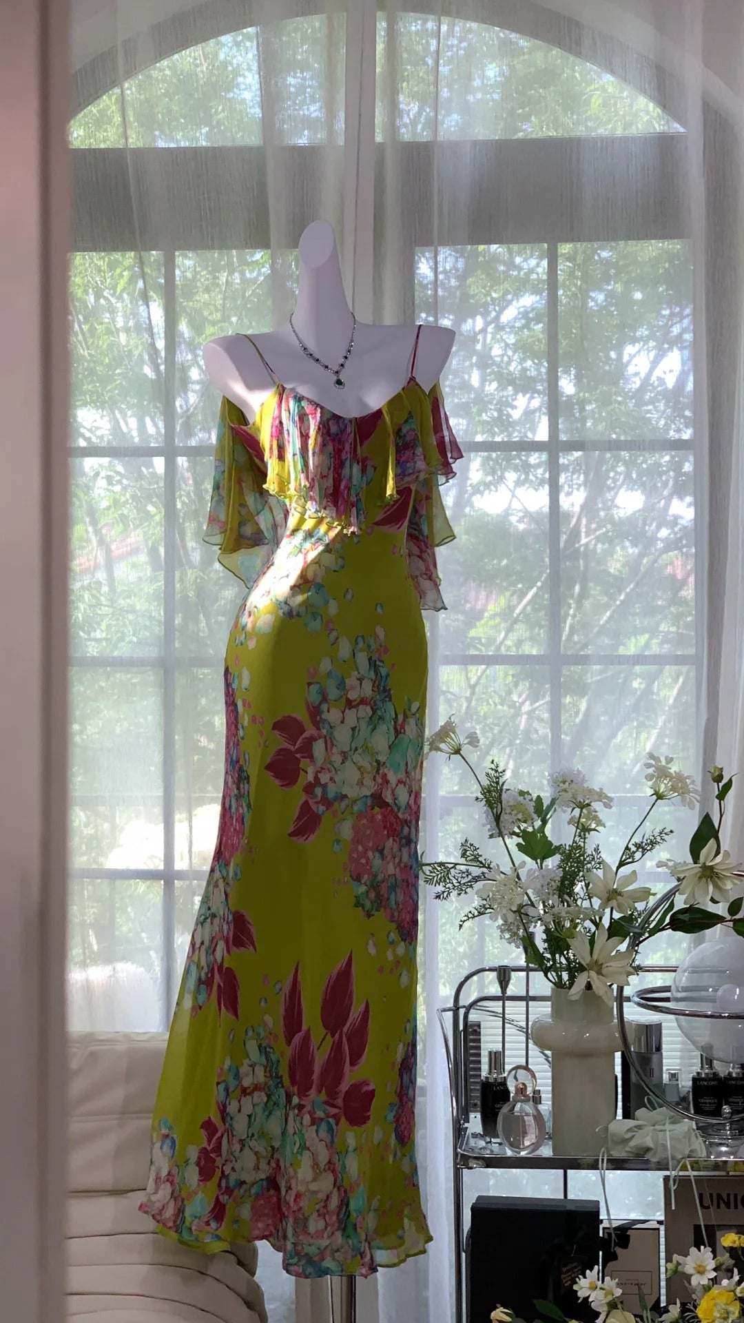 Green Elegant Romantic Fashion Backless Long Chiffon Evening Dress Ball Gown Birthday/Holiday Party Dress Prom Dress gh4044