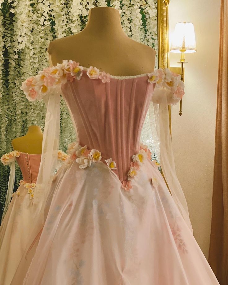 Pink Gorgeous Exquisite Floral Long Elegant Fairy Off-shoulder Tulle Ball Gown Evening Dress gh3243