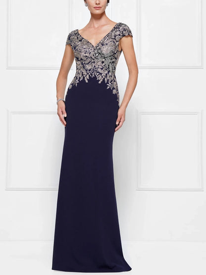 V-neck Lace Solid Color Maxi Dress