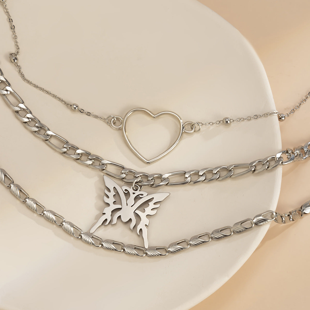 Butterfly metal necklace multiple sets