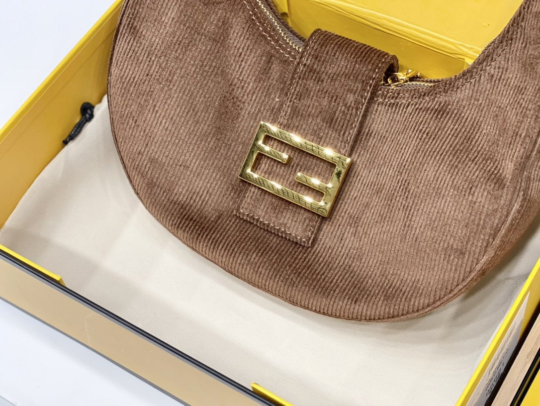 Fendi Brown Suede Croissant-Bag