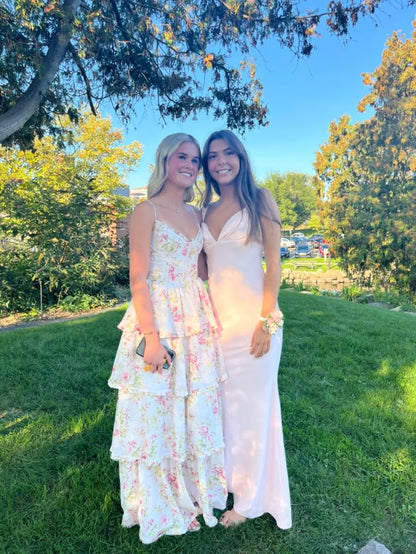 Floral Fashion Elegant Spaghetti Strap Long Chiffon Tulle Ball Gown Evening Dress Garden Party Dress Graduation Dress Prom Dress Wedding Guest Party Dress gh3983