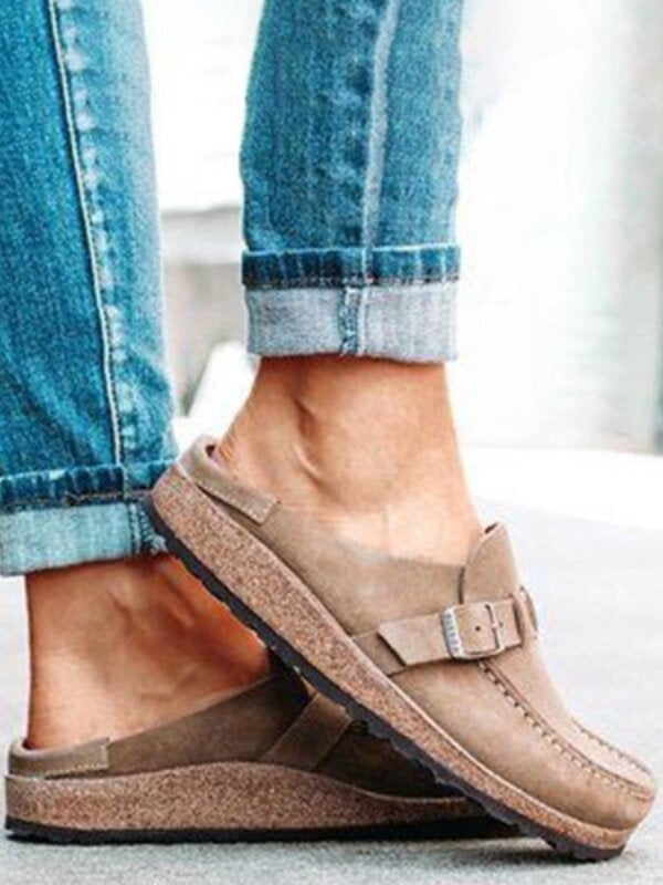 Women's casual suede all-match half-pull bean shoes