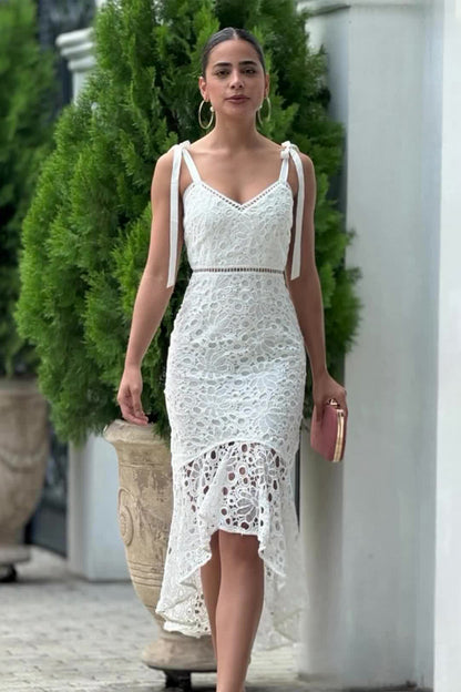 loveedsTM-Niche sexy V-neck suspender dress high-grade lace long skirt