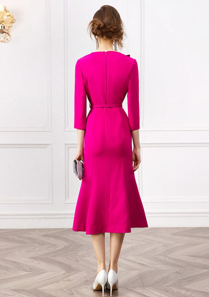 loveedsTM-Spring Fashion 3D Floral Beading Mermaid Party Dresses for Women 2024 Designer Elegant V Neck Midi Evening Vestidos Ladies