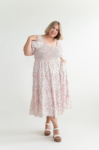 loveedsTM-Gabrielle Floral Midi Dress in Blush