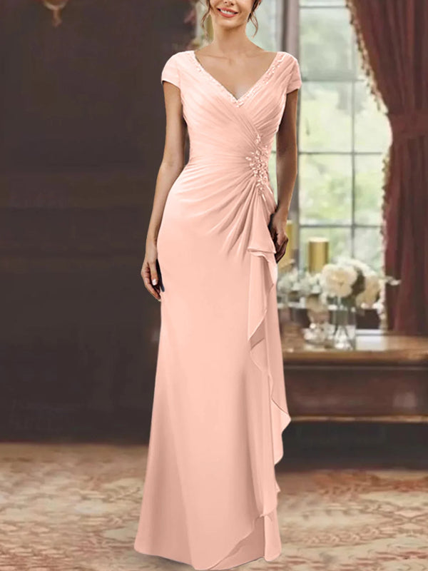 Sheath/Column V-Neck Floor-Length Mother of the Bride Dresses