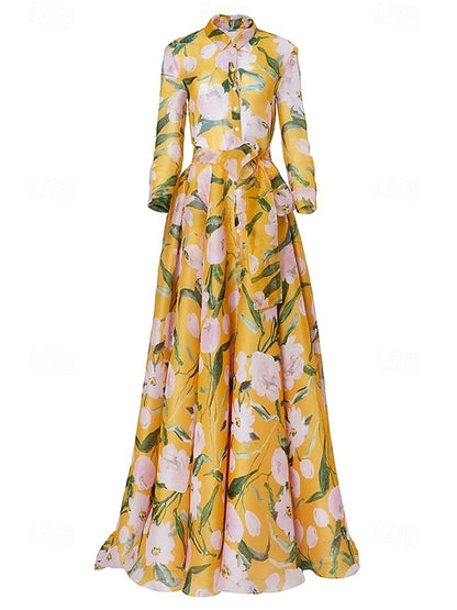 Elegant Chiffon Printed Women's Shirt Dress