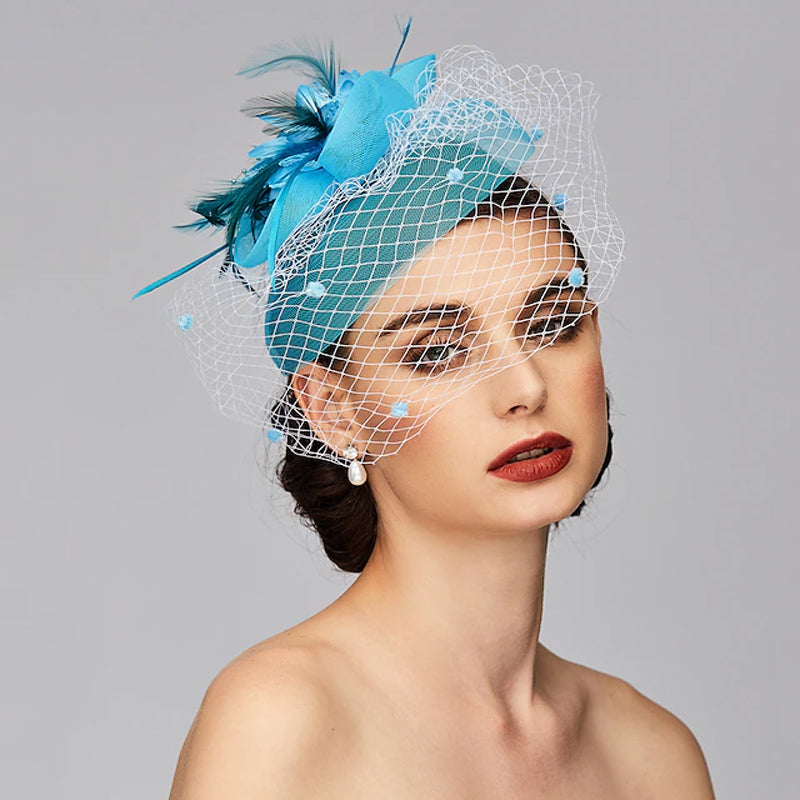 Mesh Feather Beanie Hat Headwear