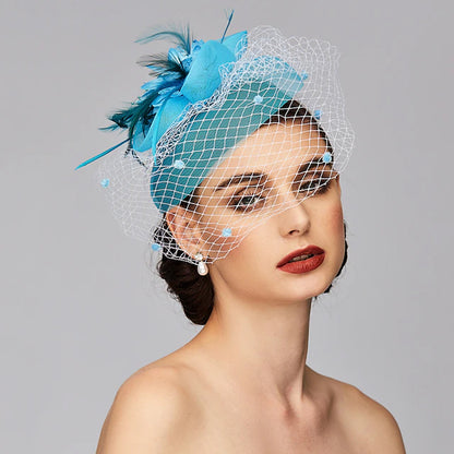 Mesh Feather Beanie Hat Headwear