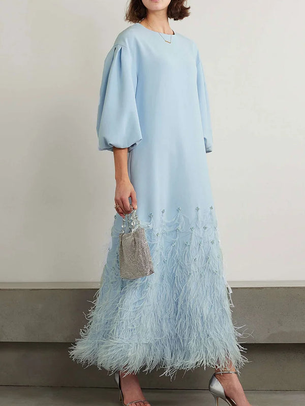 Chiffon Temperament Feather Ladies Dress