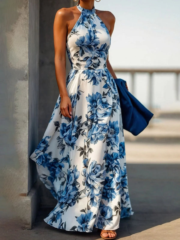 Vacation Floral Halter Maxi Dress
