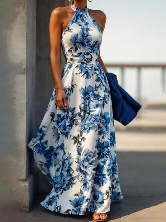Vacation Floral Halter Maxi Dress