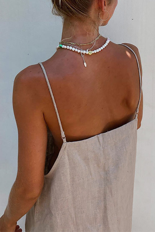 loveedsTM- Minimalism Linen Slip Mini Dress