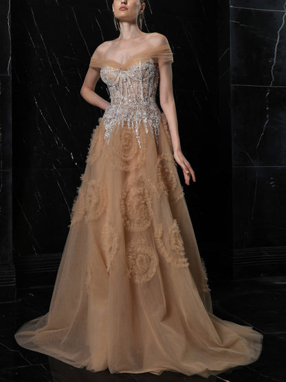 Solid Color Sequined Tube Top Maxi Dress